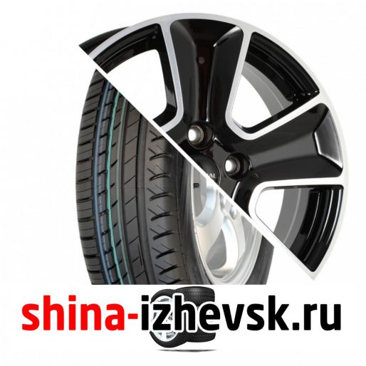 Колесо в сборе Viatti Strada (V-130) 205/55 R16 V 91 + СКАД KL-263 Renault Duster 6.5xR16 5×114.3 ET50 DIA66.1 Черный глянцевый с полированной лицевой поверхностью в Ижевске